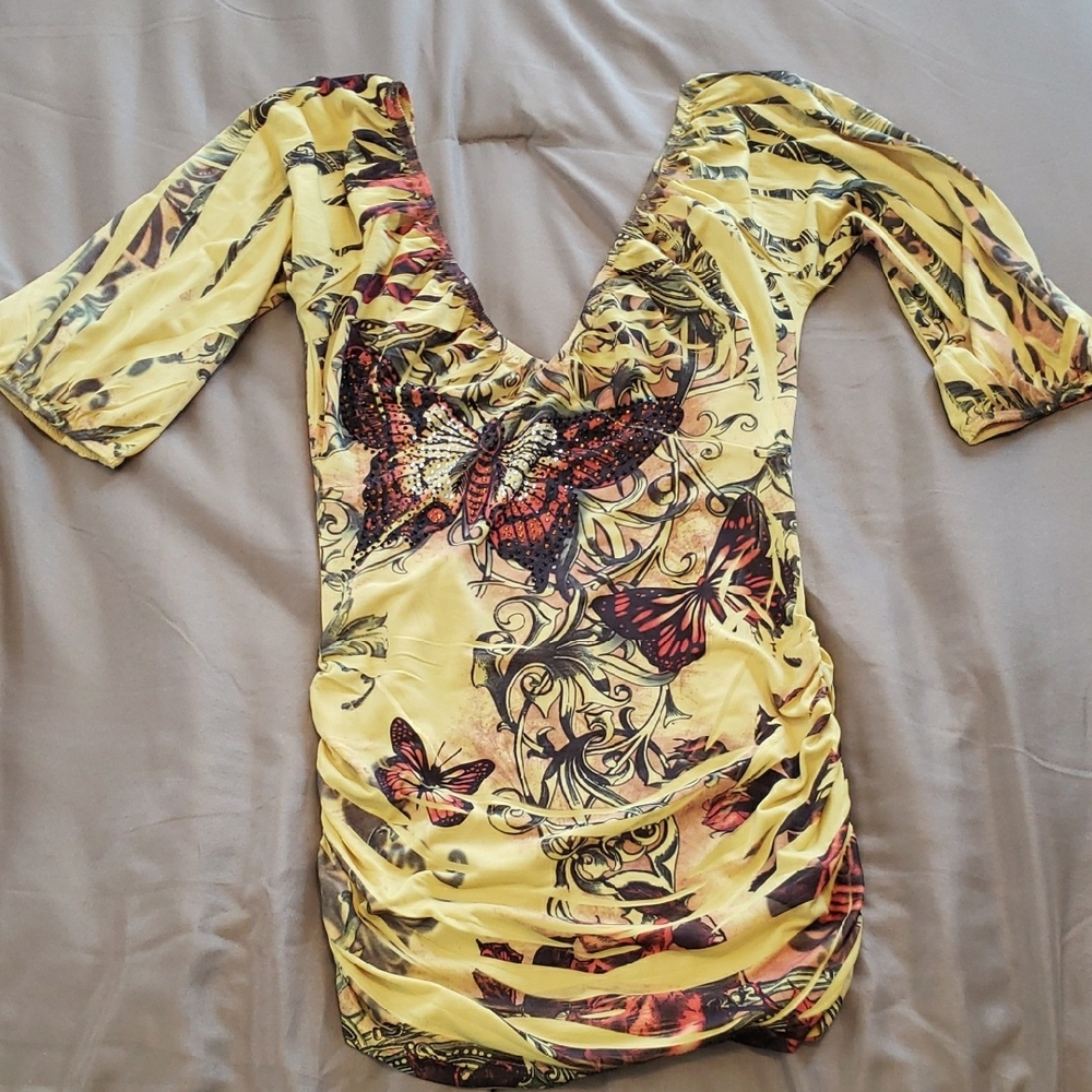 Chic Yellow Puff Sleeve Ruched Blouse